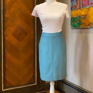 Leather light  blue pencil skirt